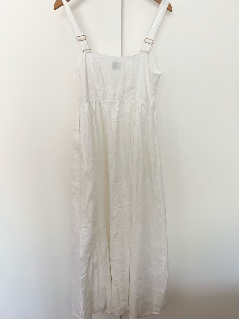 DISSH White Maxi Dress 100% Linen Empire Waist Babydoll Sundress US 6 - Picture 7 of 9